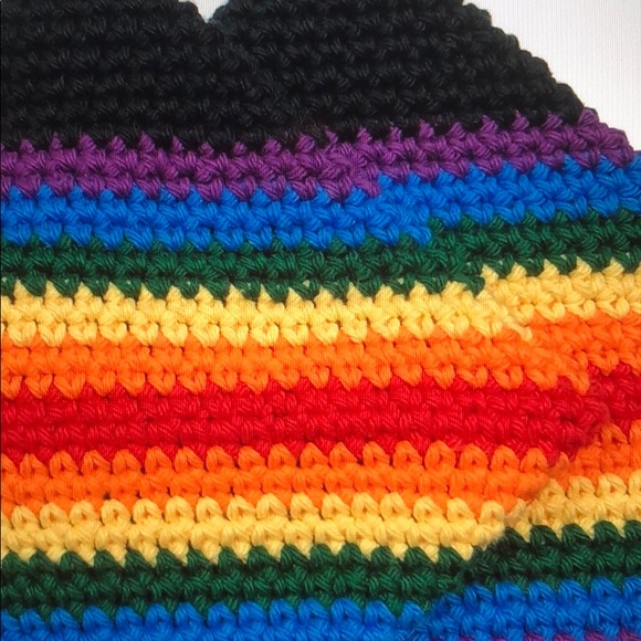 Rainbow cotton potholders hand crochet set of 2 - Picture 2 of 3